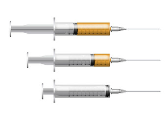 PRP - Several syringe with blood plasma for dentistry, mesotherapy.