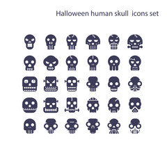 Halloween human skull vector icon.Ghost or Monster. Demon or Satan sign. 64x64 pixel perfect icon