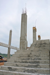 JOHOR, MALAYSIA -MAY 21, 2016: Concrete column under construction at the construction site. 