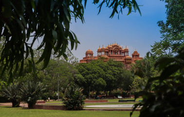 Fototapeta na wymiar Jaipur, Rajasthan, India- July 28,2020: The Patrika Gate Beautiful architecture heritage. 