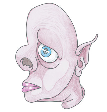 T&ecirc;te monstrueuse au crayon