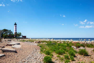 Fototapeta na wymiar Shepelevsky lighthouse. Leningrad region, Russia
