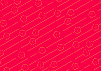 正月　梅の柄背景イラスト