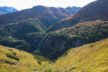 Beautiful scenic mountain view on a sunny day in Austria.