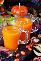 Glass of fresh  pumpkin or carrot  juice
