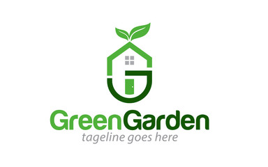 Green garden nature environment logo design template