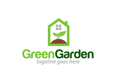 Green garden nature environment logo design template