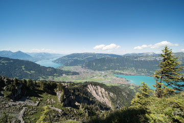 landscape in switzerland, view to lake thun and interlaken from the schynige platte.