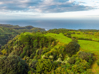 Fototapeta na wymiar Green hills. Tropical forest. Hawaii