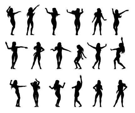 sexy silhouettes of dancing girls