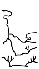 Outline landscape. Drawn mesa. Vector illustration