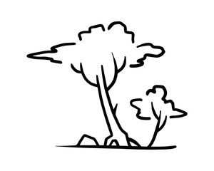 Outline tree isolated on white background. Vector illustration