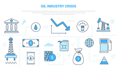 oil and gas industry crisis concept fall down campaign for website homepage template landing page banner with outline icon style