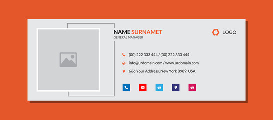 Modern email signature template with an author photo place