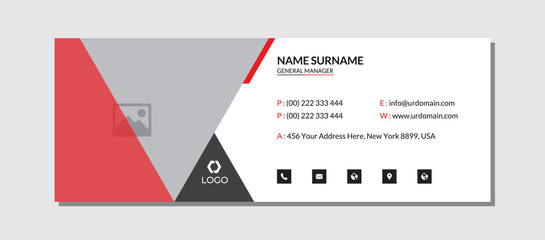 Corporate email signature template with an author photo place modern layout