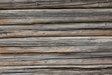 Log wall of an old wooden house