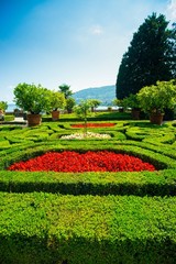 details of gardens and architecture on Isola Bella near Stresa on Lake Maggiore