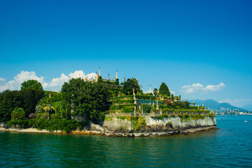 Fototapeta na wymiar panorama with lake view from Isola Bella near Stresa on Lake Maggiore