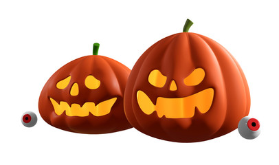 halloween pumpkins on white background. clipping path