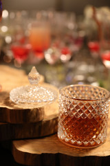 Whiskey in pub on bar counter