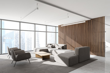 Lounge area in wooden office