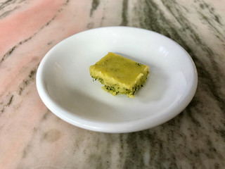 Butter Piece Flavored with Dill and Greens. Ready to Serve with Bread at Restaurant.