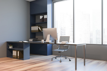 Modern grey CEO office corner