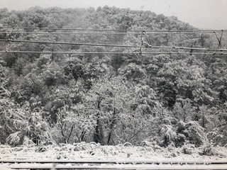 Winter in Georgia. Photo taken from the train window during my travel through the Georgia. 