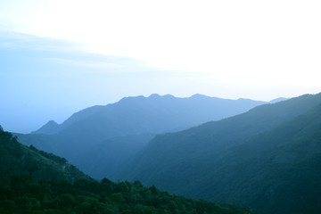 mountain landscape with fog