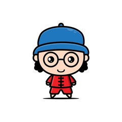 kawaii chinese character design illustration