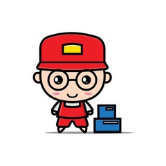 kawaii character messenger design illustration