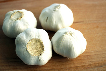 garlic on a wooden background