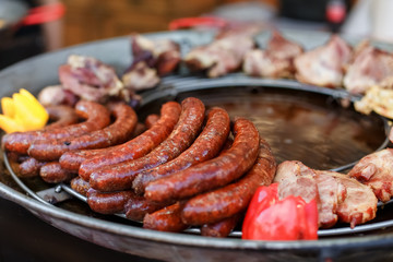 BBQ with sausages on the grill