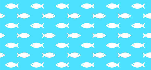 Fish of fishes seamless pattern background. Schools of fish swimming in the  river water sign. Vector fishing underwater. Animal icons. Cartoon fish swim in the sea or ocean wave.