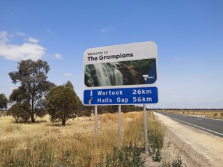 The Grampians Eingangsschild, Halls Gap, Australien