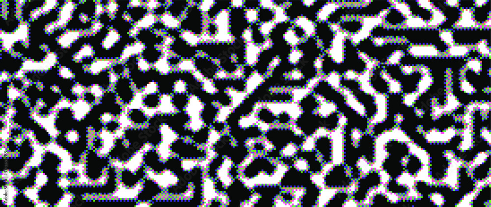 Poster Abstract pixelated background with flickers and datamoshing effect. Vaporwave and cyberpunk style aesthetics.