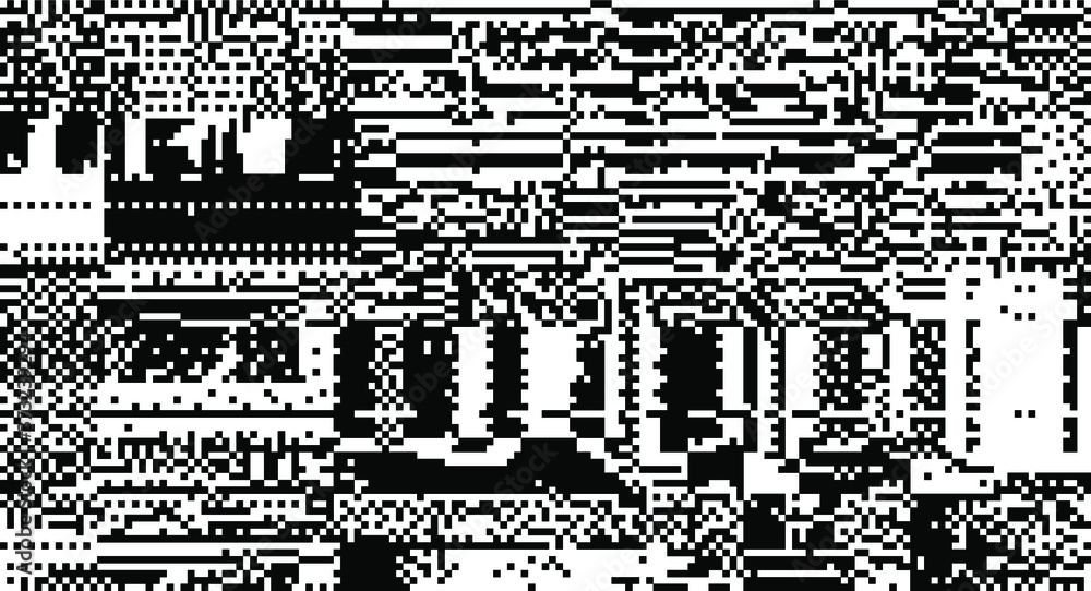Poster Abstract pixelated background with flickers and datamoshing effect. Vaporwave and cyberpunk style aesthetics.