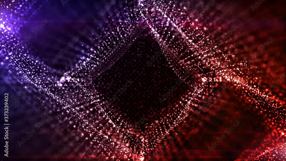 Poster digital particles wave flow of cyberspace and lighting, technology network connections. abstract bac