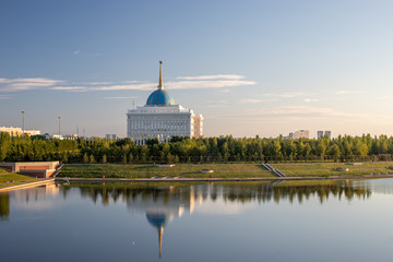 The Ak Orda Presidential Palace in Nur-Sultan, the capital of Kazakhstan.