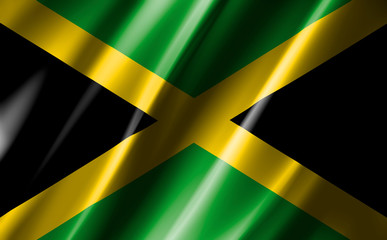 3D rendering of the waving flag Jamaica