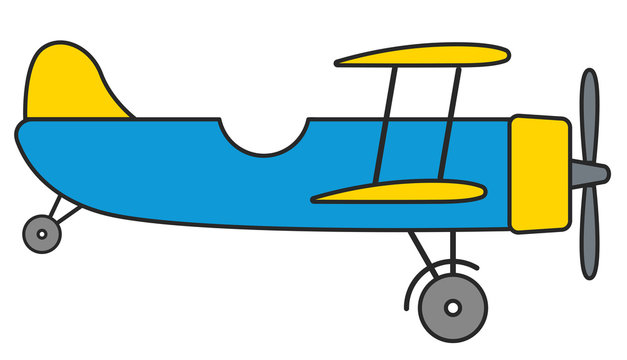 Flugzeug in Blau und Gelb Vektor Illustration