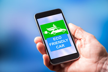 Eco friendly car concept on a smartphone