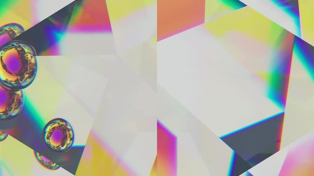 Refraction of light in a faceted crystal. Seamless loop.