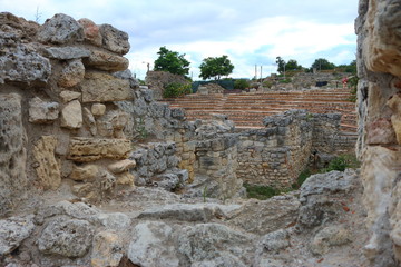 Fototapeta na wymiar Ruins of the ancient city of Tauric Chersonesos in Sevastopol, Crimea