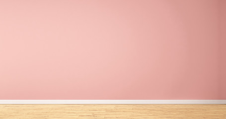 Leeres Zimmer mit Holzboden und rosa Wand