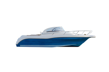blue motor boat isolated on a white background