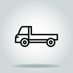 Logo or symbol of pickup car icon with black line style
