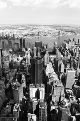 New York City from above in black and white.