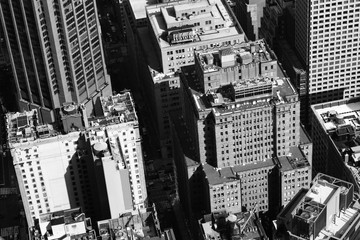 New York City from above in black and white.