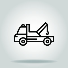 Fototapeta na wymiar Logo or symbol of tow truck icon with black line style 